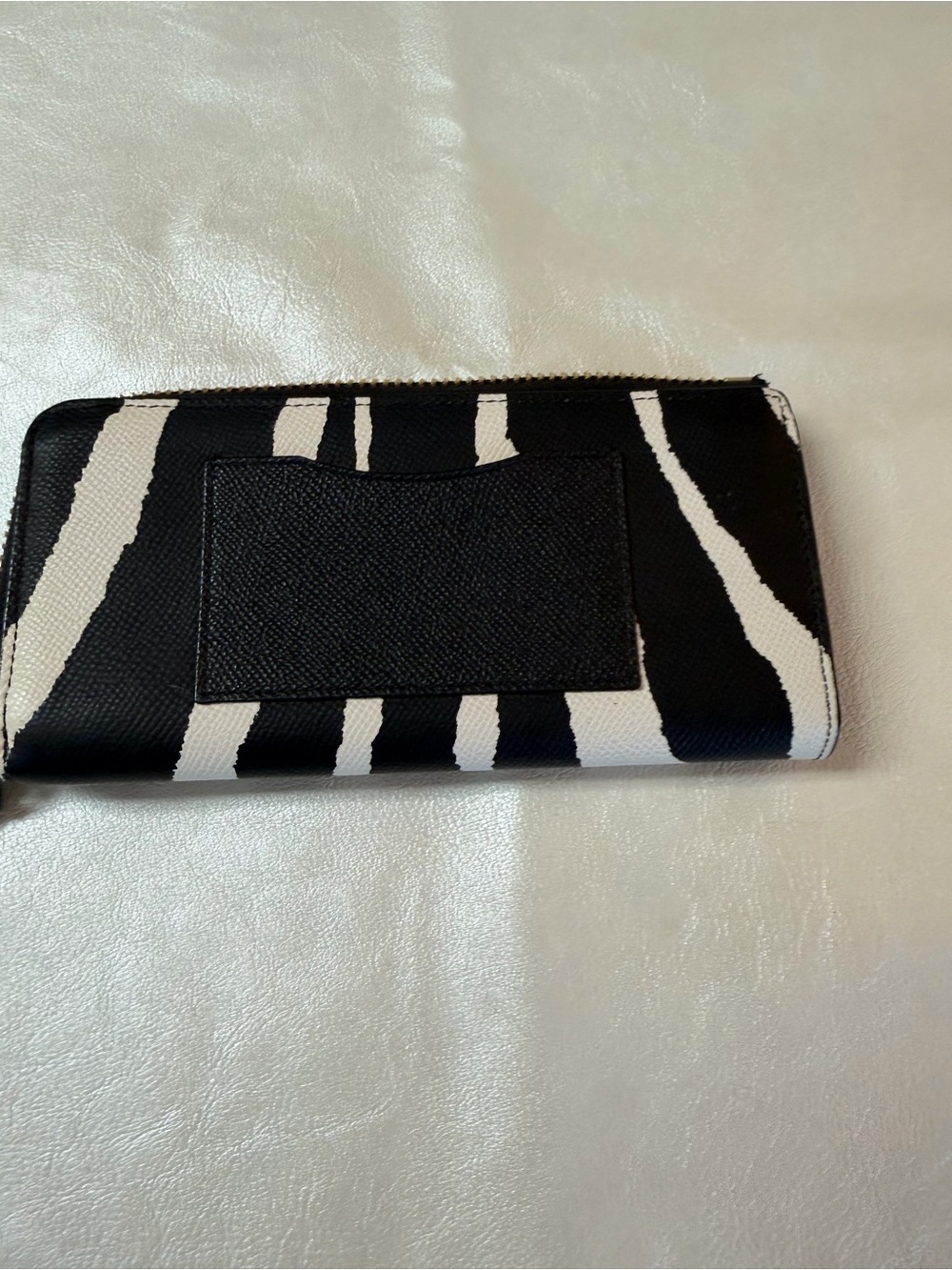 Coach Black & White Zebra Print Zip Wallet - Picture 4 of 7